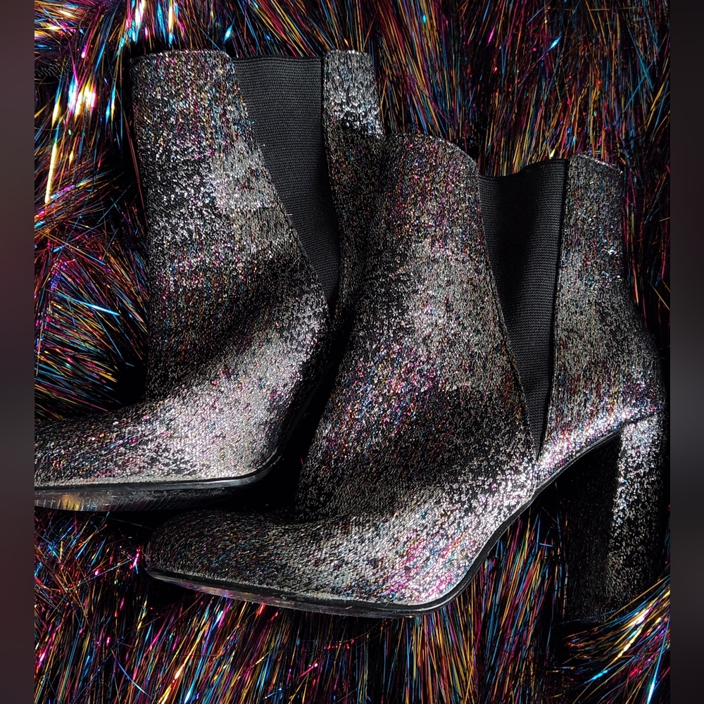 Steve Madden Effect Multicolor Glitter Ankle Boots